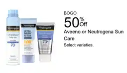 Walgreens Aveeno or Neutrogena Sun Care offer