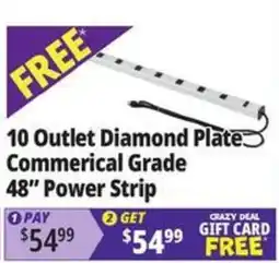 Ocean State Job Lot 10 outlet diamond plate commercial grade 48" power strip offer