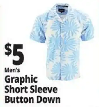 Ocean State Job Lot Men's Graphic Short Sleeve Button Down offer