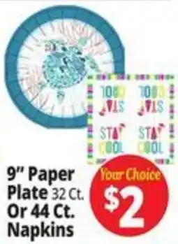 Ocean State Job Lot 9" Paper Plate Or 44 Ct. Napkins offer
