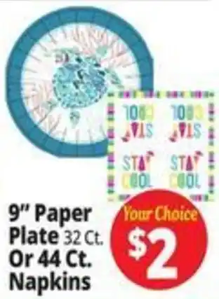 Ocean State Job Lot 9" Paper Plate Or 44 Ct. Napkins offer