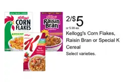 Walgreens Kellogg's Corn Flakes, Raisin Bran or Special K Cereal offer