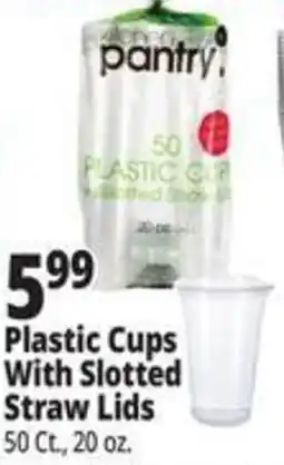 Ocean State Job Lot Pantry plastic cups with slotted straw lids offer