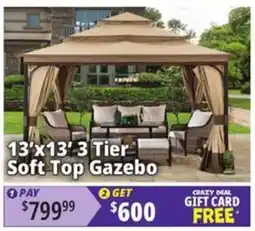 Ocean State Job Lot 13'x13' 3 Tier Soft Top Gazebo offer