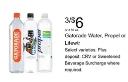 Walgreens Gatorade Water, Propel or Lifewtr offer