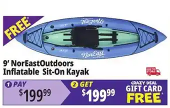 Ocean State Job Lot 9' NorEastOutdoors Inflatable Sit-On Kayak offer