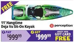 Ocean State Job Lot Perception 11' Hangtime Deja Vu Sit-On Kayak offer