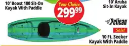 Ocean State Job Lot Pelican 10 Ft. Seeker Kayak With Paddle offer