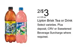 Walgreens Lipton Brisk Tea or Drink offer