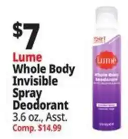 Ocean State Job Lot Lume whole body invisible spray deodorant offer