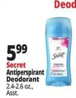 Ocean State Job Lot Secret Antiperspirant Deodorant offer