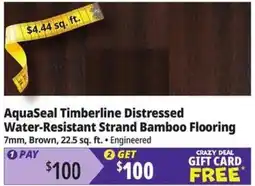 Ocean State Job Lot AquaSeal timberline distressed water-resistant strand bamboo flooring offer