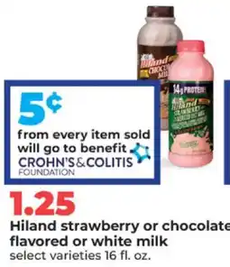 Hy-Vee Hiland strawberry or chocolate flavored or white milk offer