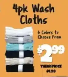 Big Lots 4pk Wash Cloths offer