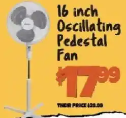 Big Lots 16 inch Oscillating Pedestal Fan offer