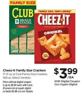 Smith's Cheez-It Family Size Crackers offer