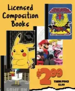 Big Lots Licensed Composition Books offer