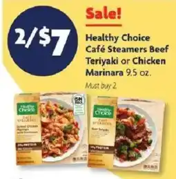 Family Dollar Healthy Choice Café Steamers Beef Teriyaki or Chicken Marinara offer