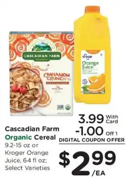 Smith's Cascadian Farm Organic Cereal offer