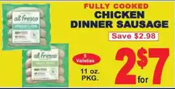 Market Basket Al fresco fully cooked chicken dinner sausage offer