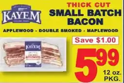 Market Basket Kayem thick cut small batch bacon offer