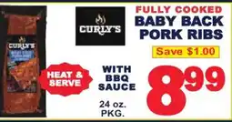Market Basket Curly's baby back pork ribs offer