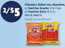 Family Dollar Chester's, Baken-ets, Munchos, or Santitas Snacks offer