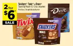 Dollar General Snickers or Dove Stand Up Pouch offer