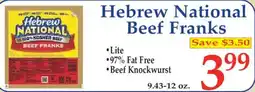Market Basket Hebrew national beef franks offer