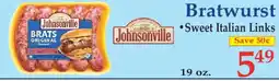 Market Basket Johnsonville Bratwurst Sweet Italian Links offer