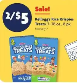 Family Dollar Kellogg's Rice Krispies Treats offer