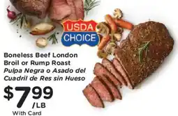 Smith's Usda choice boneless beef london broil or rump roast offer