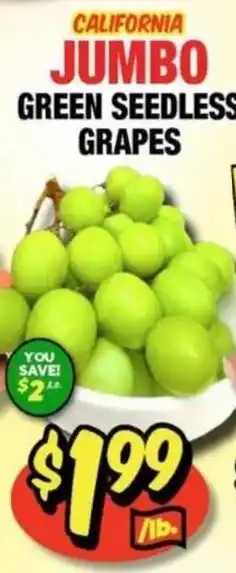 Western Beef California jumbo green seedless grapes offer