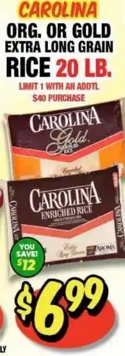 Western Beef Carolina org. or gold extra long grain rice offer