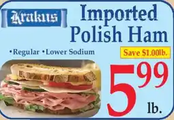 Market Basket Krakus imported polish ham offer