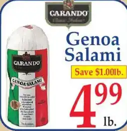 Market Basket Carando Genoa Salami offer
