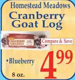 Market Basket Homestead Meadows cranberry goat log offer