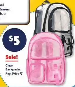 Family Dollar Clear Backpacks offer