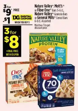 Dollar General Nature Valley Mott's or Fiber One Nature Valley Granola Bars or General Mills cereal bars offer