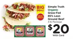 Smith's Simple Truth Organic Grass-Fed 85% Lean Ground Beef offer