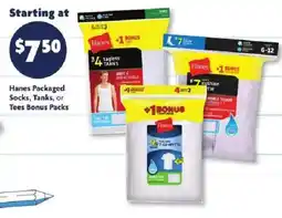 Family Dollar Hanes Packaged Socks, Tanks, or Tees Bonus Packs offer