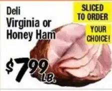 Western Beef Deli Virginia or Honey Ham offer