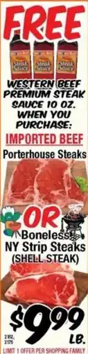 Western Beef Boneless NY Strip Steaks offer