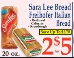 Market Basket Sara Lee Bread Freihofner Italian Bread offer