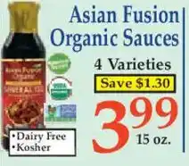 Market Basket Asian Fusion Organic Sauces offer