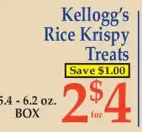 Market Basket Kellogg's Rice Krispy Treats offer