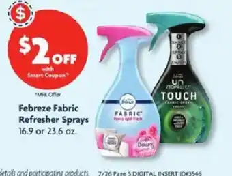 Family Dollar Febreze Fabric Refresher Sprays offer