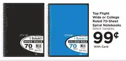 Smith's Top Flight Wide or College Ruled 70-Sheet Spiral Notebooks offer
