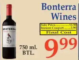 Market Basket Bonterra Wines offer