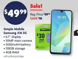 Family Dollar Simple Mobile Samsung A16 5G offer